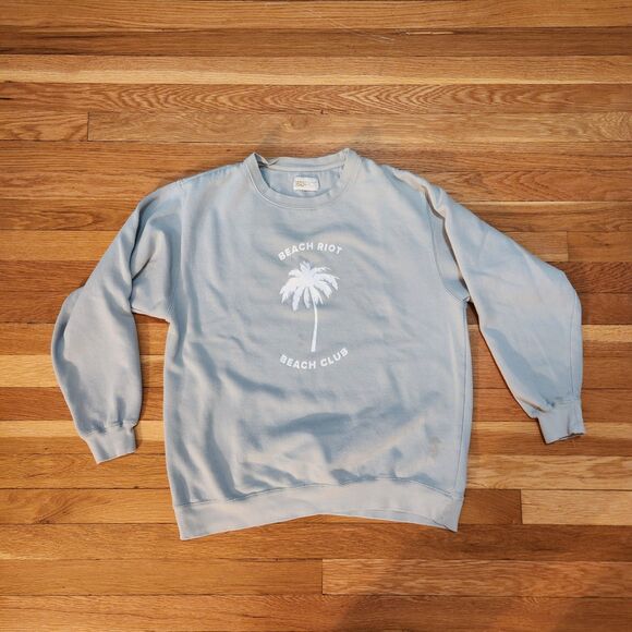 Beach Riot Beach Club Crewneck Sweatshirt, Light Blue-Green, Sz L - Picture 4 of 8